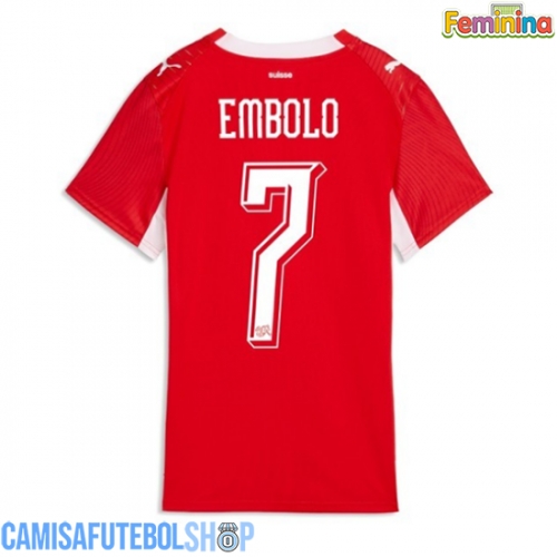 Camisa de time de futebol Suíça Breel Embolo #7 Replicas 1º Equipamento Feminina Mundo 2026 Manga Curta